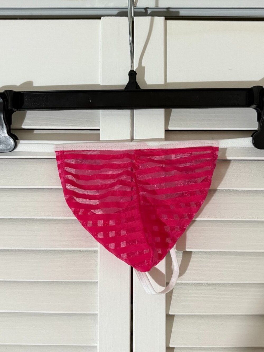 Mesh Stripe G-String -- Pink/White